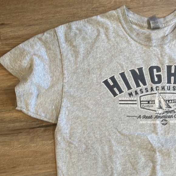 Hingham MA Gildan Cotton Grey T-Shirt - Picture 2 of 6